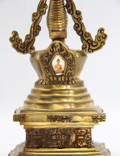 Stupa der Erleuchtung aus Messing – 18cm