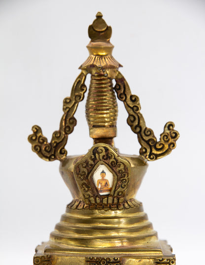 Stupa der Erleuchtung aus Messing – 18cm