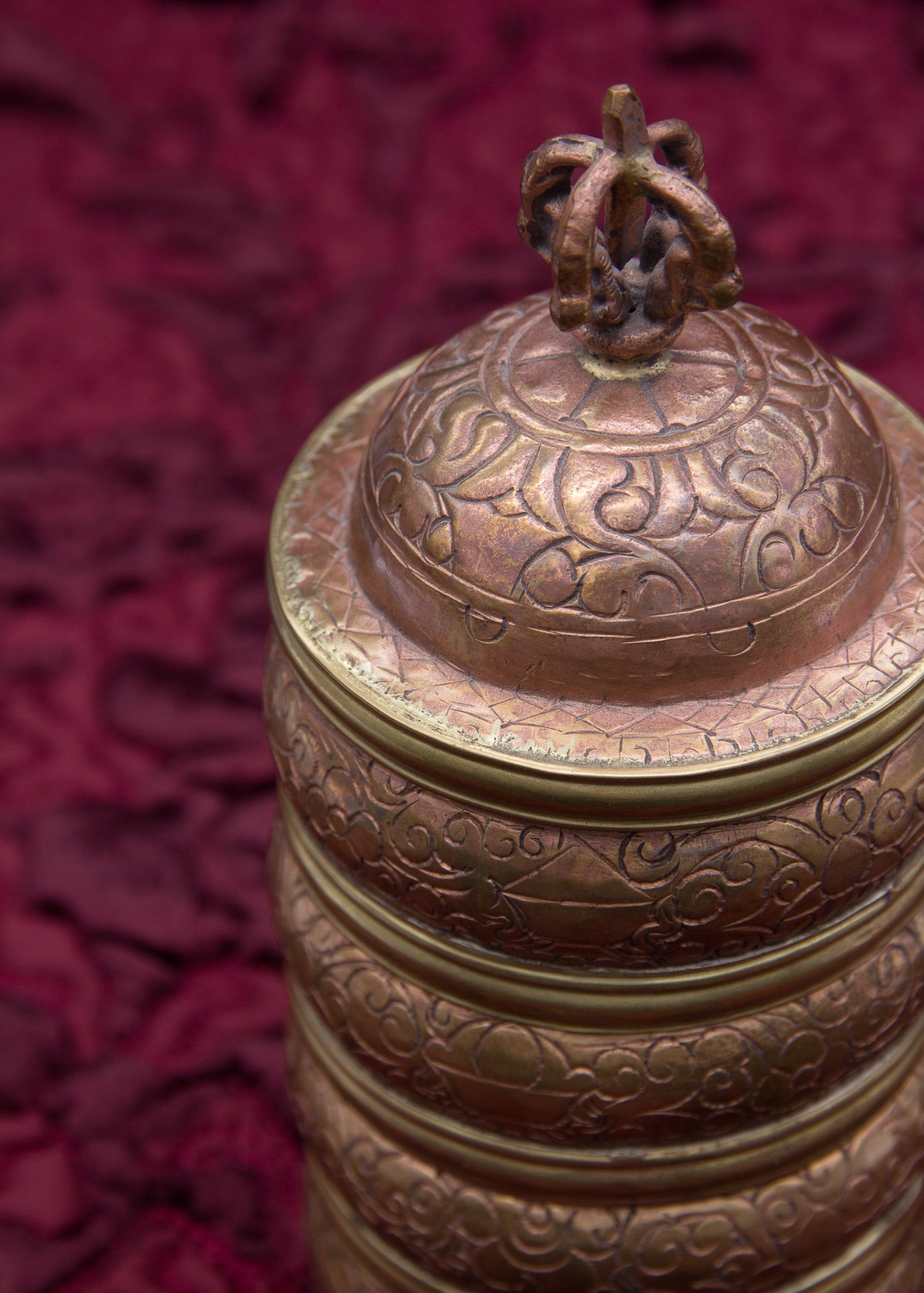 Copper Engraved Stacked Rice Container