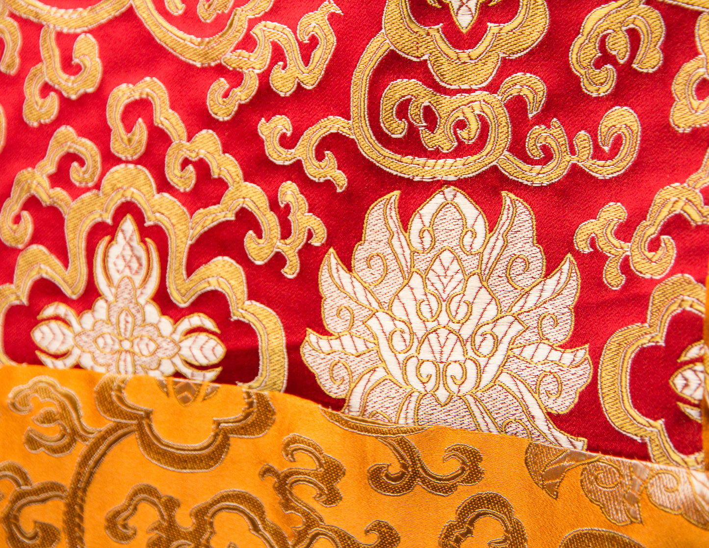 Square Brocade Cloth / Practice Table Cover – Orange & Red