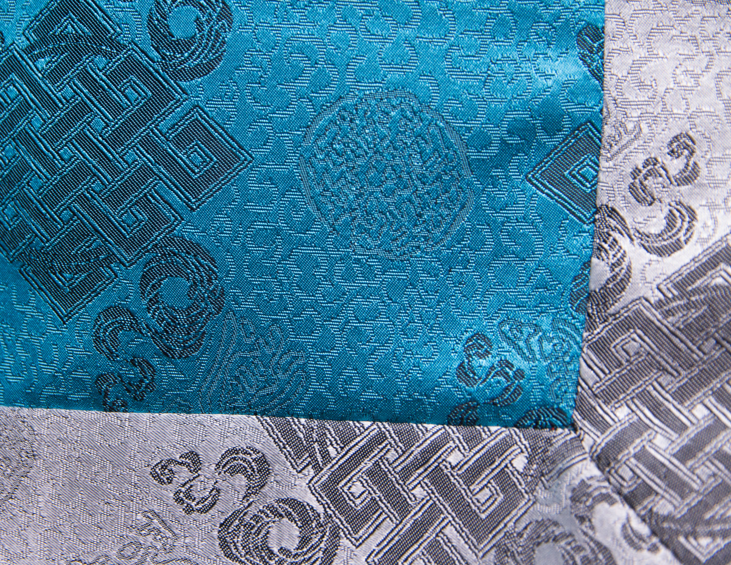 Standard Brocade Cloth / Practice Table Cover – Silver & Turquoise Endless Knot