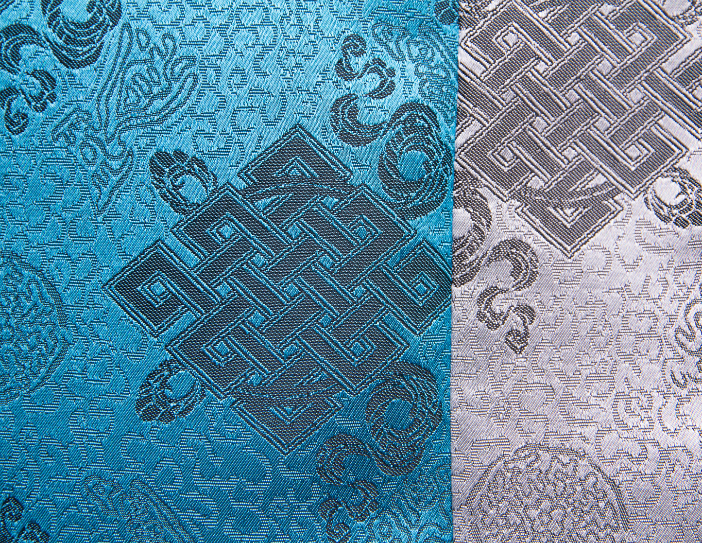 Standard Brocade Cloth / Practice Table Cover – Silver & Turquoise Endless Knot