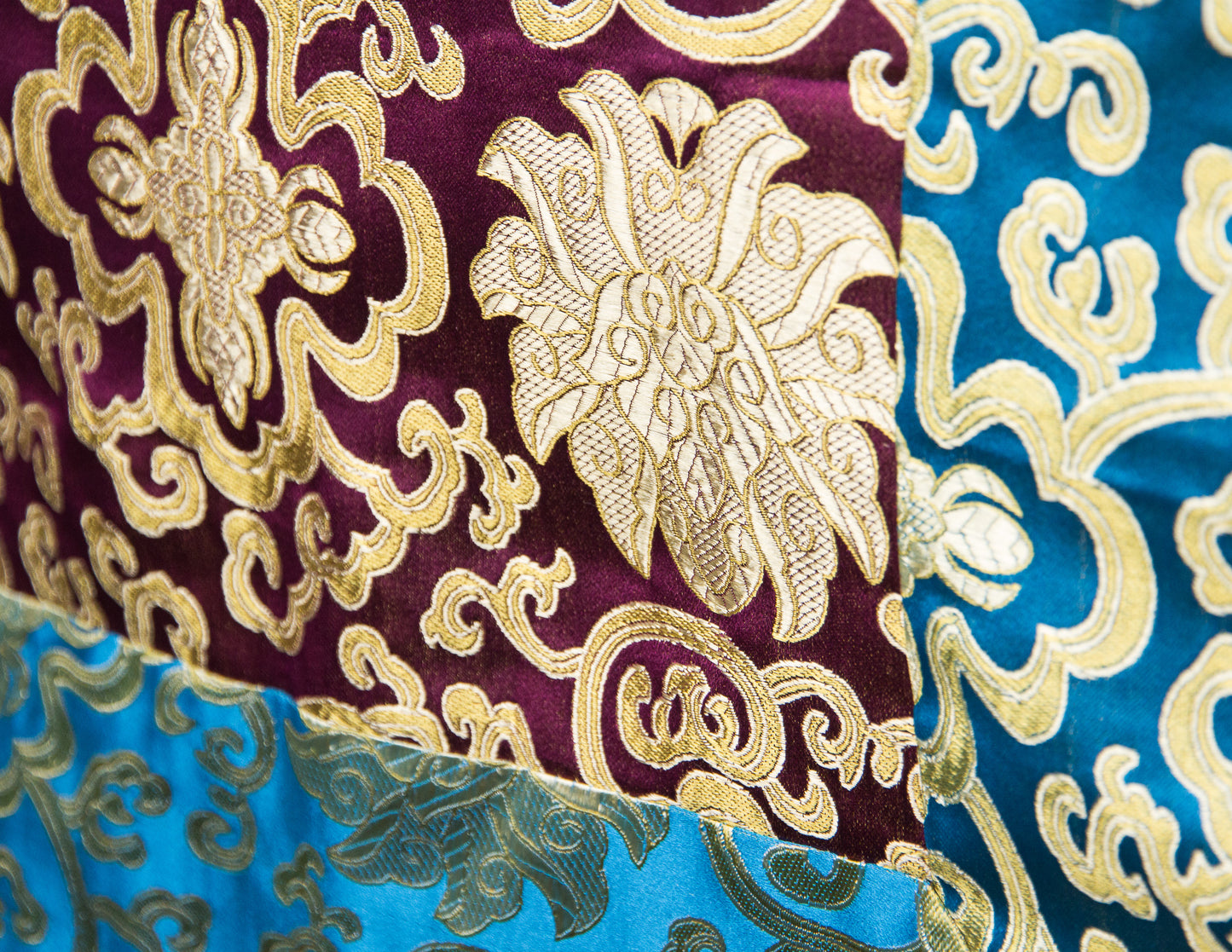 Square Brocade Cloth / Practice Table Cover – Turquoise & Purple