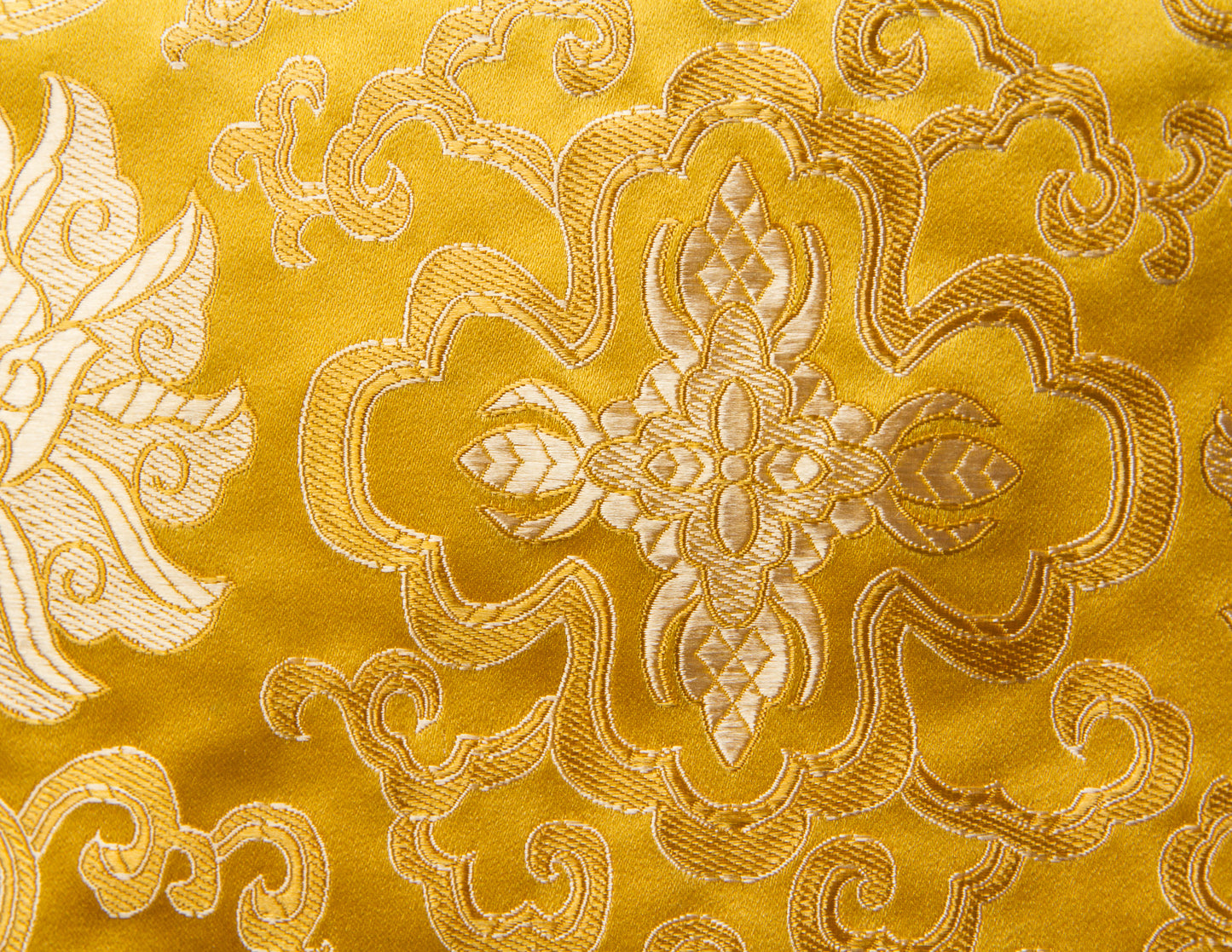 Square Brocade Cloth / Practice Table Cover – White & Yellow