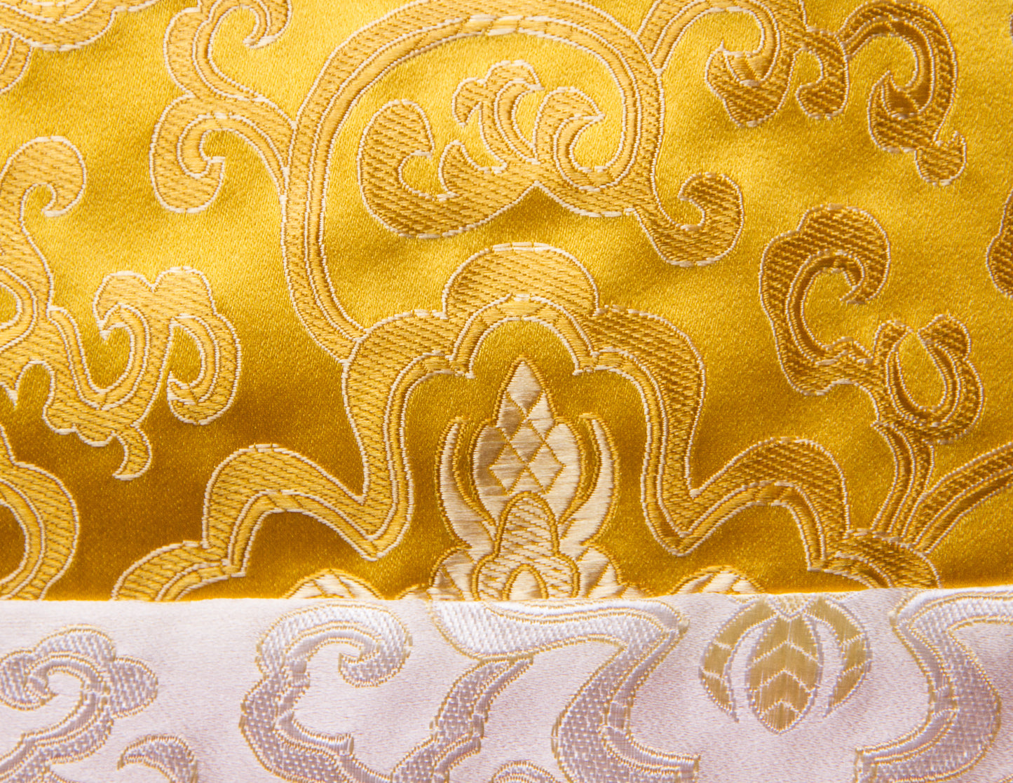 Square Brocade Cloth / Practice Table Cover – White & Yellow