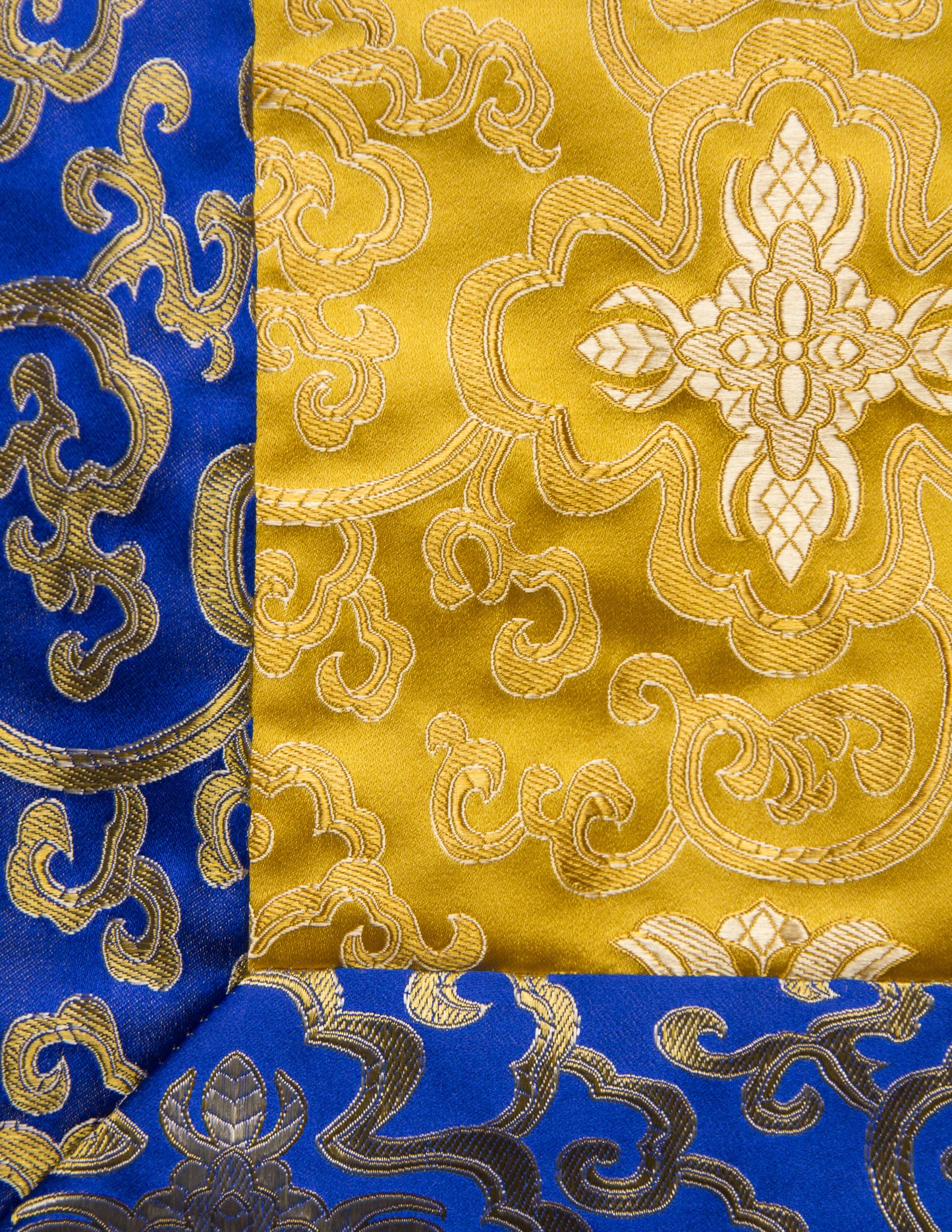Square Brocade Cloth / Practice Table Cover – Blue & Yellow