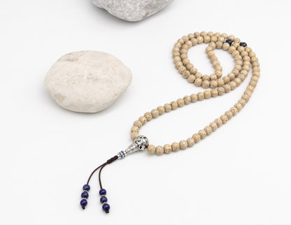 Lotus Seed & Lapis Lazuli Mala – 8mm