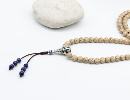 Lotussamen & Lapislazuli Mala - 8mm