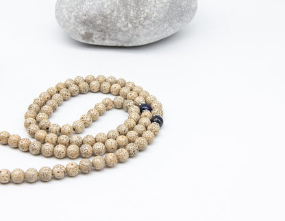 Lotussamen & Lapislazuli Mala - 8mm