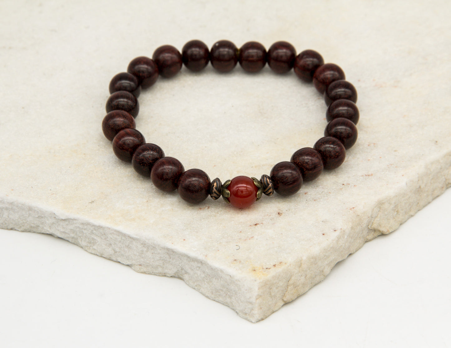 Rose Wood & Carnelian Bracelet – 8mm