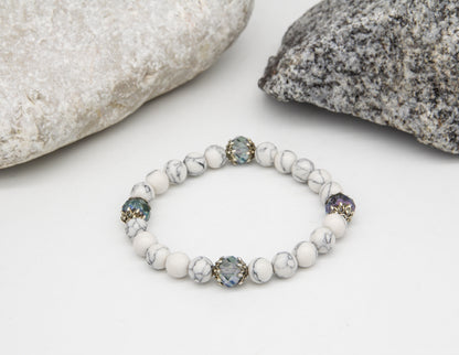 Bracelet en turquoise blanche - 8mm