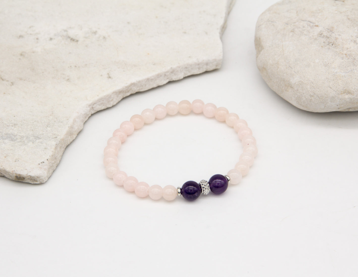 Rose Quartz & Amethyst Bracelet – 6mm