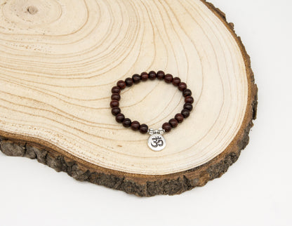 Rosewood Bracelet with Om Pendant – 8mm