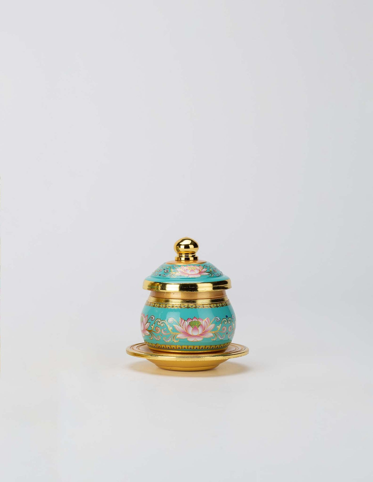 Gold & Turquoise Lotus Jar