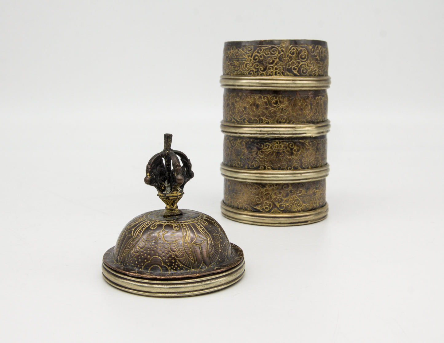 Oxidised Copper Stacked Rice Container