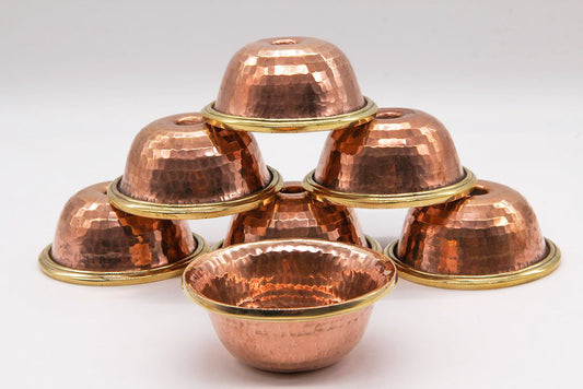 Ensemble de bols à offrandes martelés, cuivre poli - 8 cm