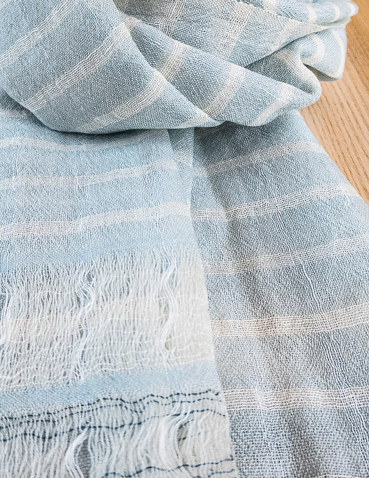 Blue & White Striped Shawl