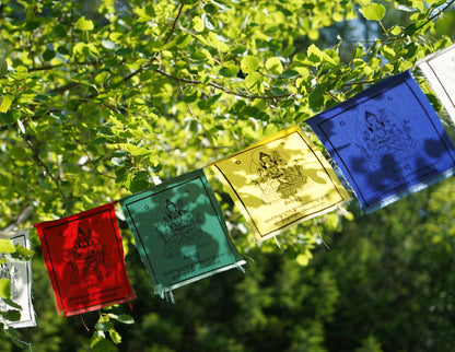 Drapeaux de prière Chenrezig à quatre branches, 20 x 20 cm, multicolore