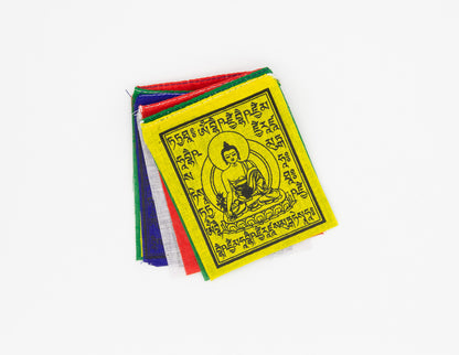 Mini drapeaux de prière du Bouddha de médecine, 7 x 9 cm