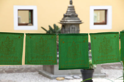 Drapeaux de prière à Tara verts, 20x20cm
