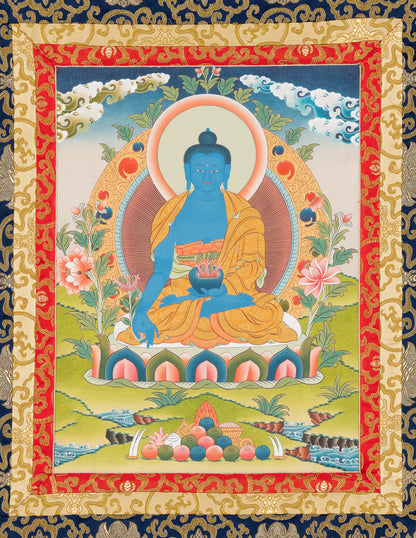 Bouddha de médecine thangkha X